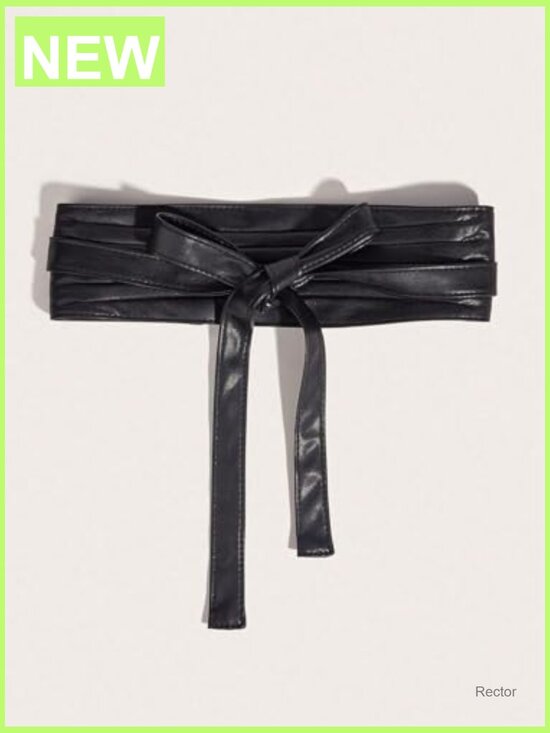 Women\'s Faux Leather Knotted Obi Belt Wide Waistband main image 7